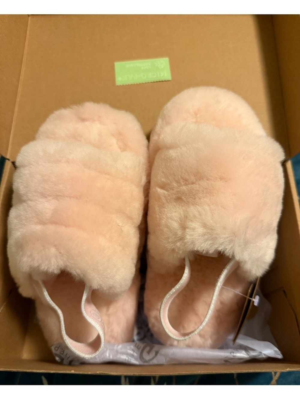 UGG Pink Plush Shearling Slide with Elastic Backstrap